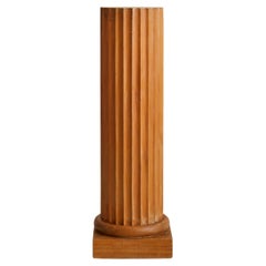 French Wooden Fluted Column Pedestal, 1940s