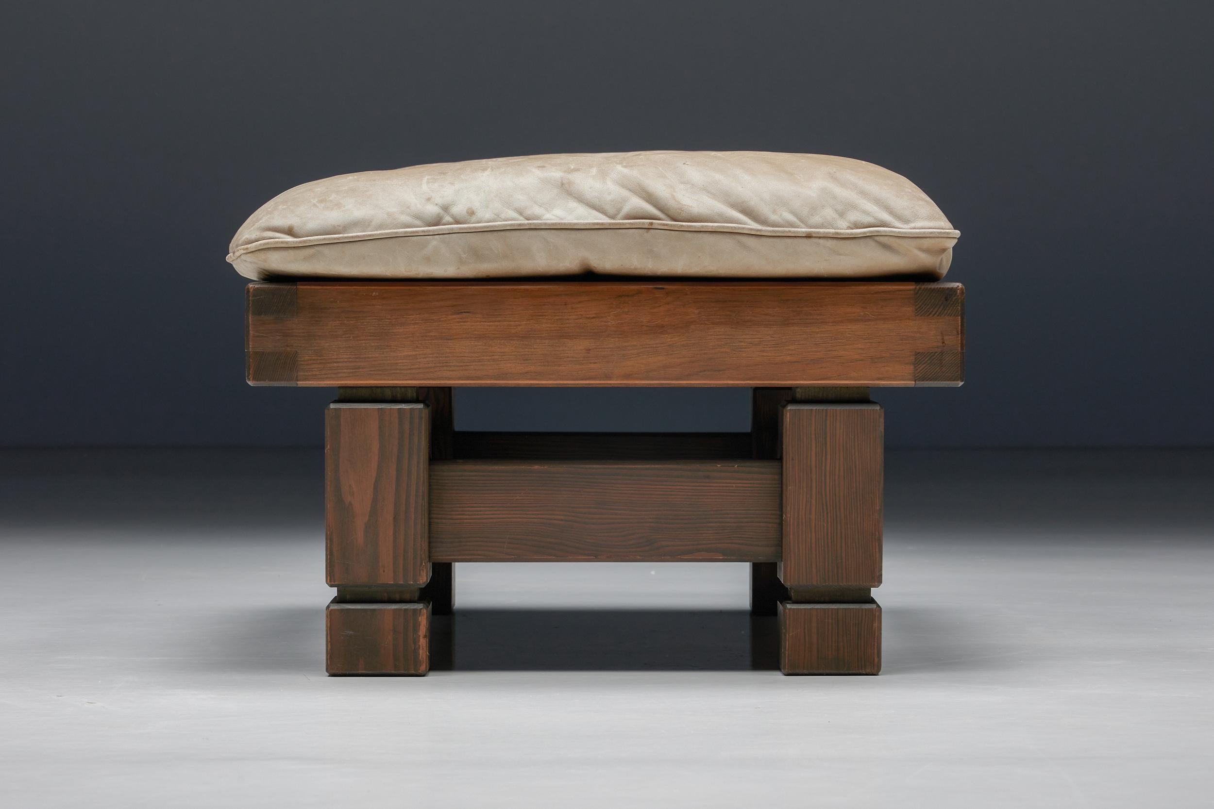wooden ottoman with cushion