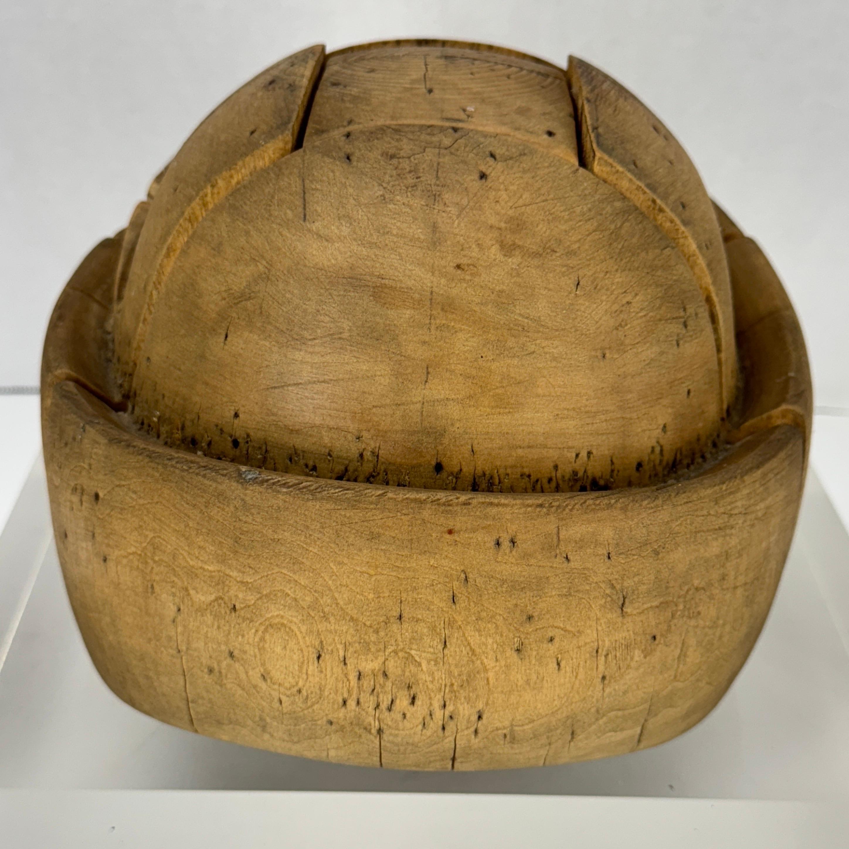 French Wooden Hat Form, circa 1910's In Good Condition For Sale In Haddonfield, NJ