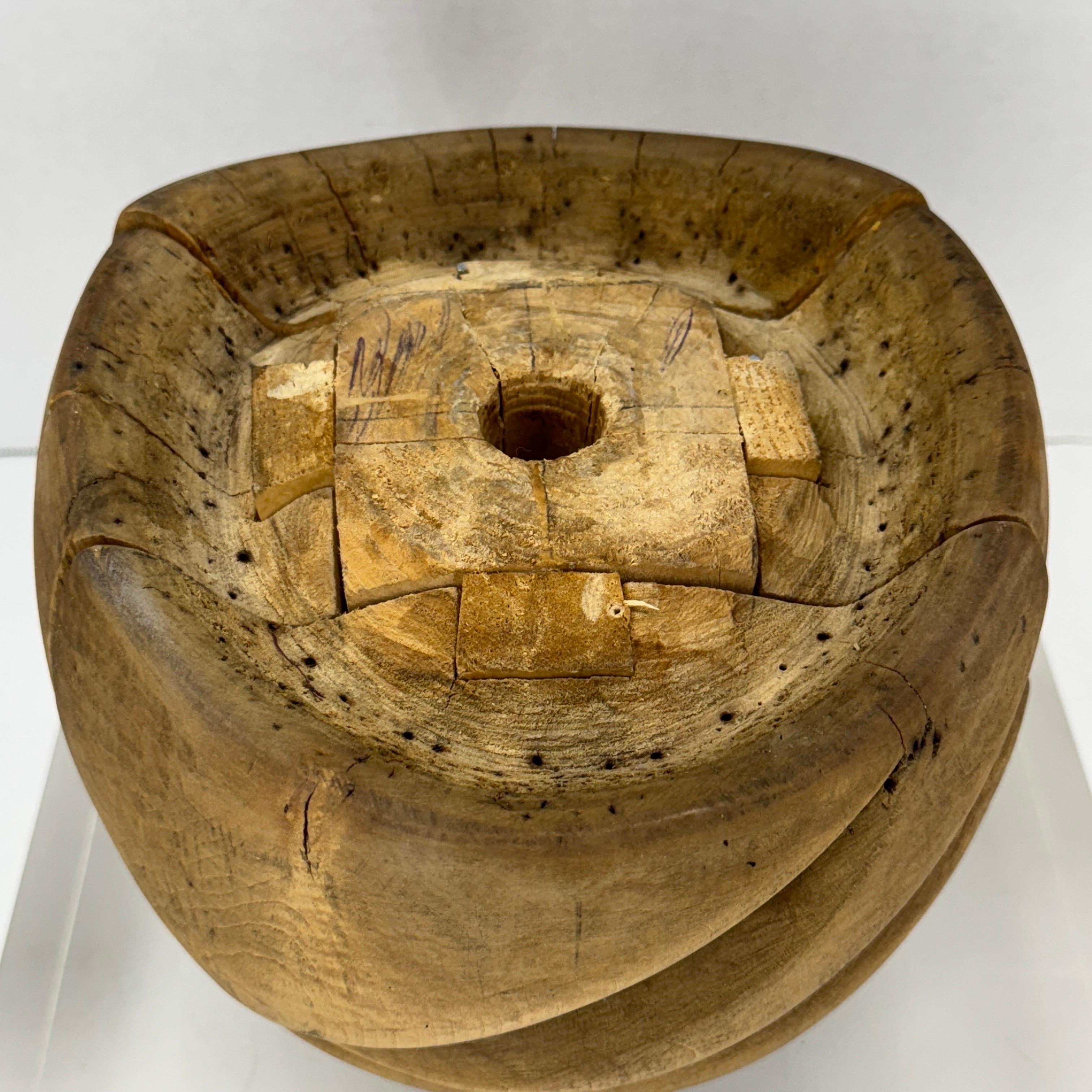 French Wooden Hat Form, circa 1910's For Sale 2