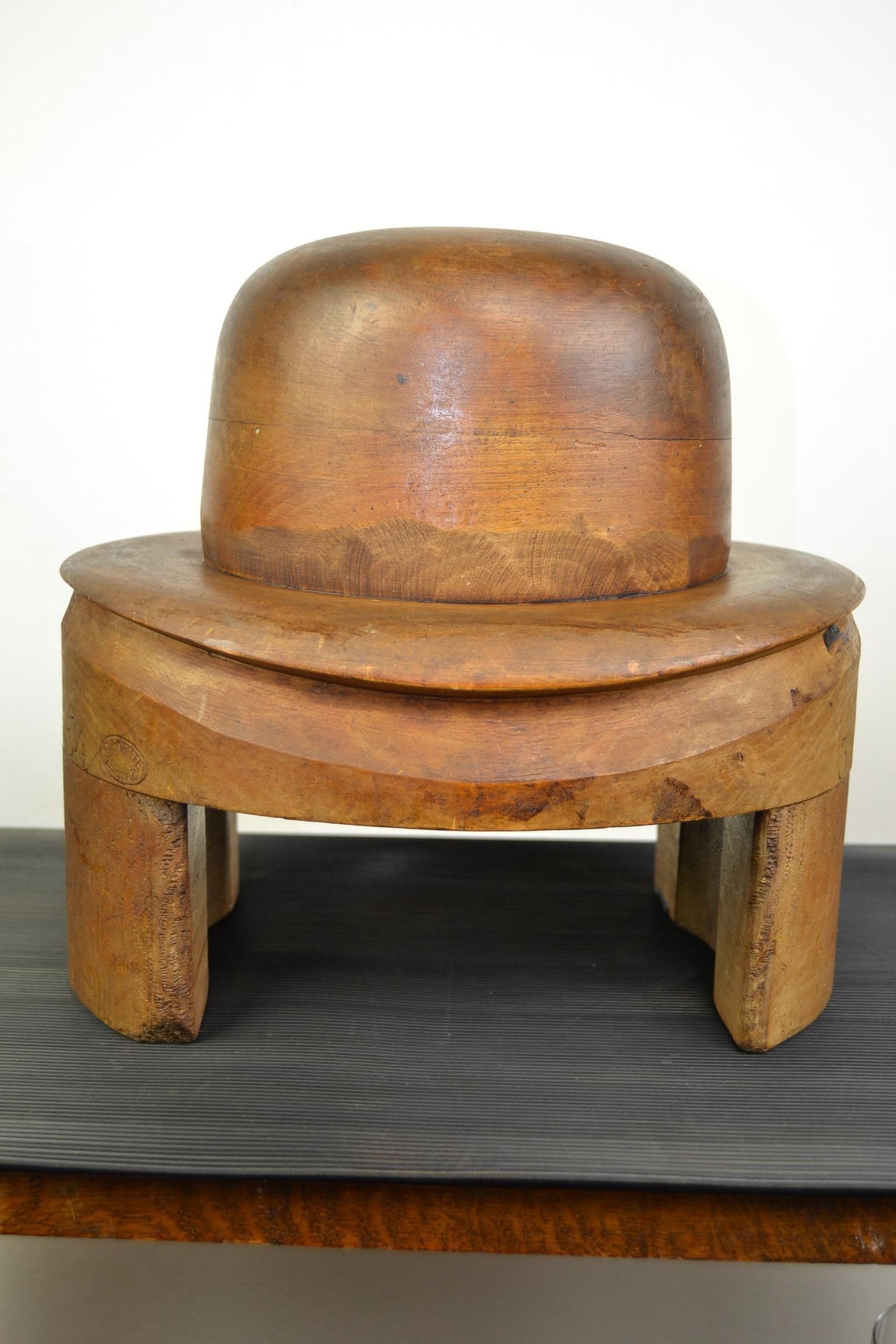 French Wooden Hat Mold, Esperaza France, Folk Art 3