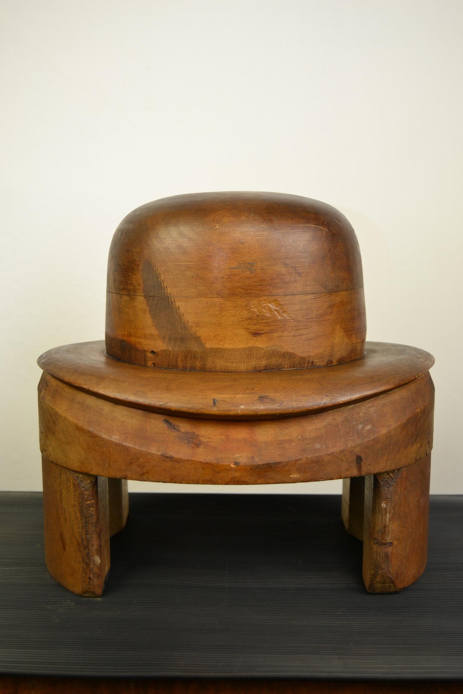 Hand-Carved French Wooden Hat Mold, Esperaza France, Folk Art