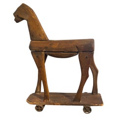 French Wooden Horse Toy on Wheels, Early 19th Century For Sale at ...