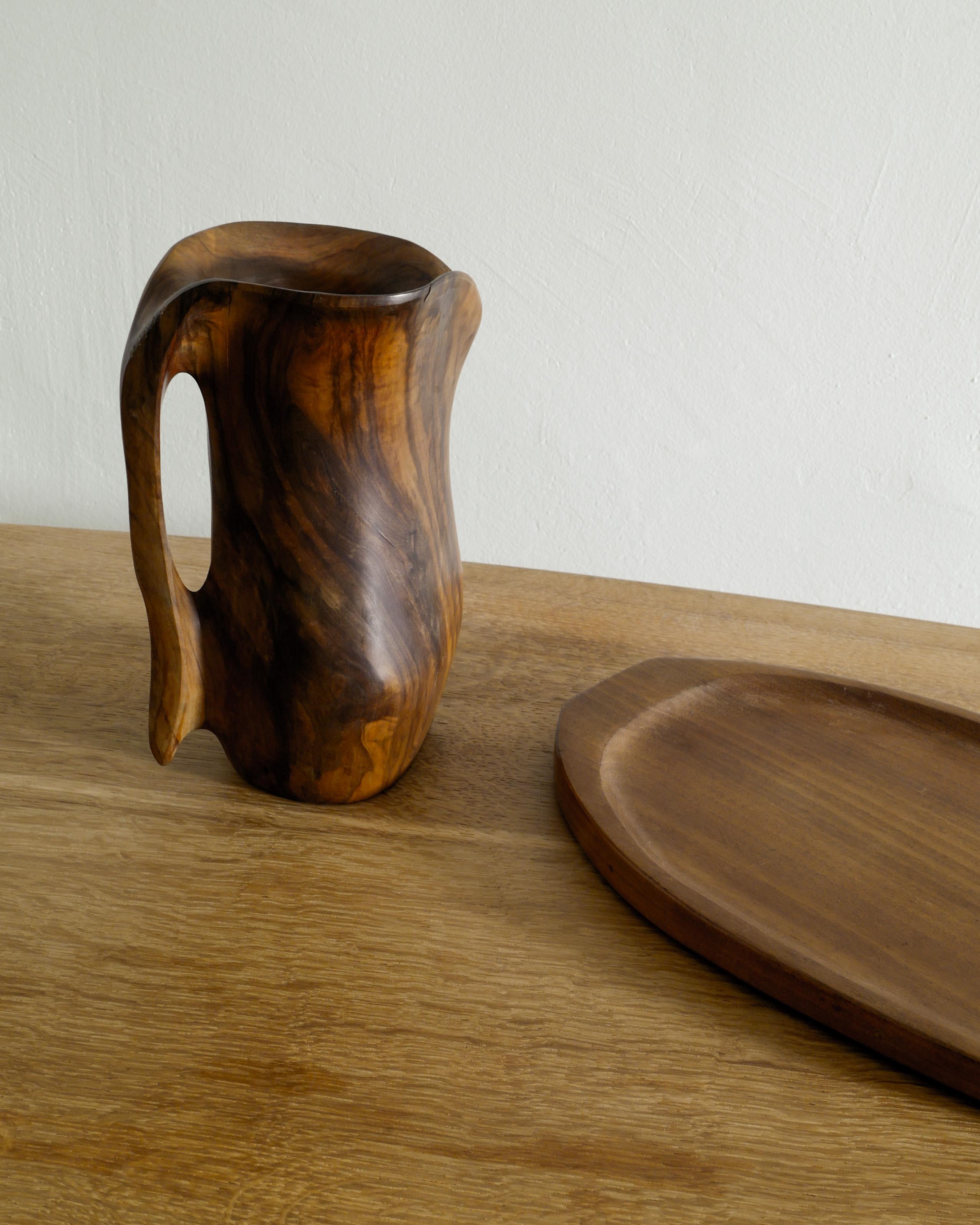 Metà XX secolo Brocca decorativa francese di metà secolo in legno nello stile di Alexandre Noll, anni '50 in vendita