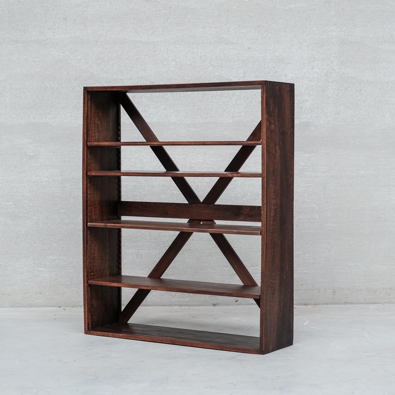 Mid-Century Modern French Wooden Mid-Century Shelving Open Bookcase For Sale