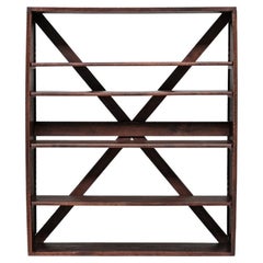 Vintage French Wooden Mid-Century Shelving Open Bookcase