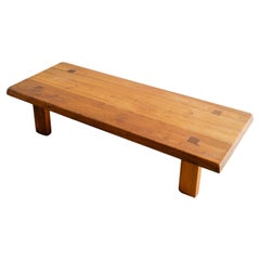 French Wooden Mid Century "T08" Coffee Sofa Table in Elm by Pierre Chapo, 1960s