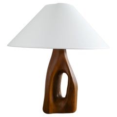 French Wooden Mid Century Table Lamp in Elm and in Style of Alexandre Noll 1950s
