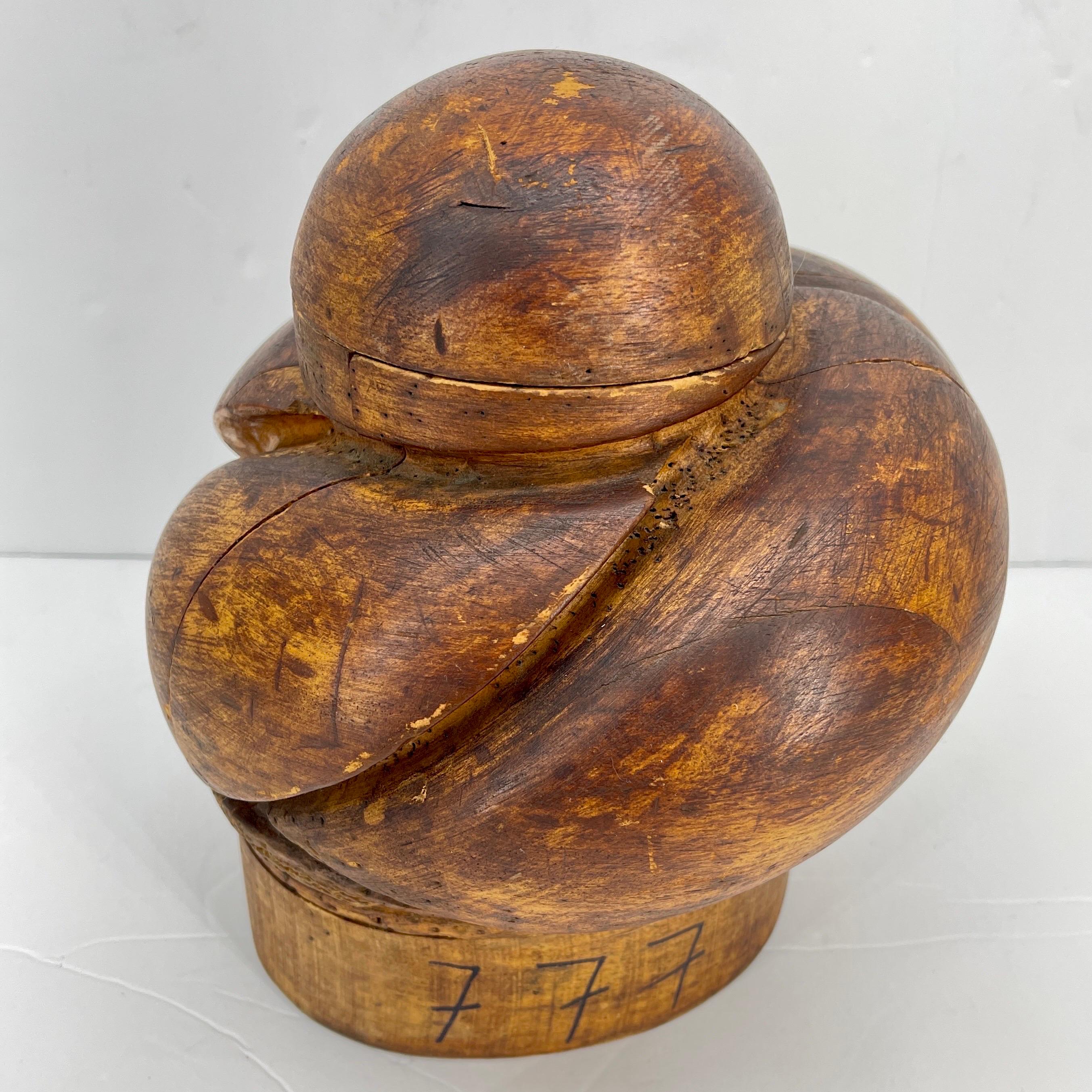 French Wooden Milliner Hat Turban Form, circa 1910's 5