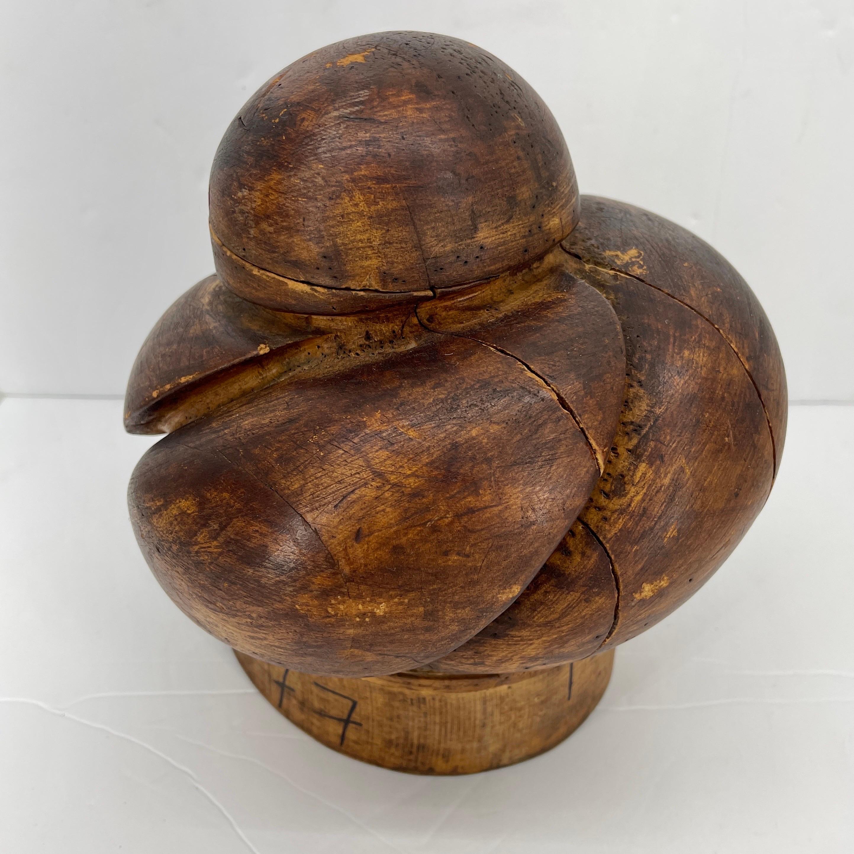 French Wooden Milliner Hat Turban Form, circa 1910's 8