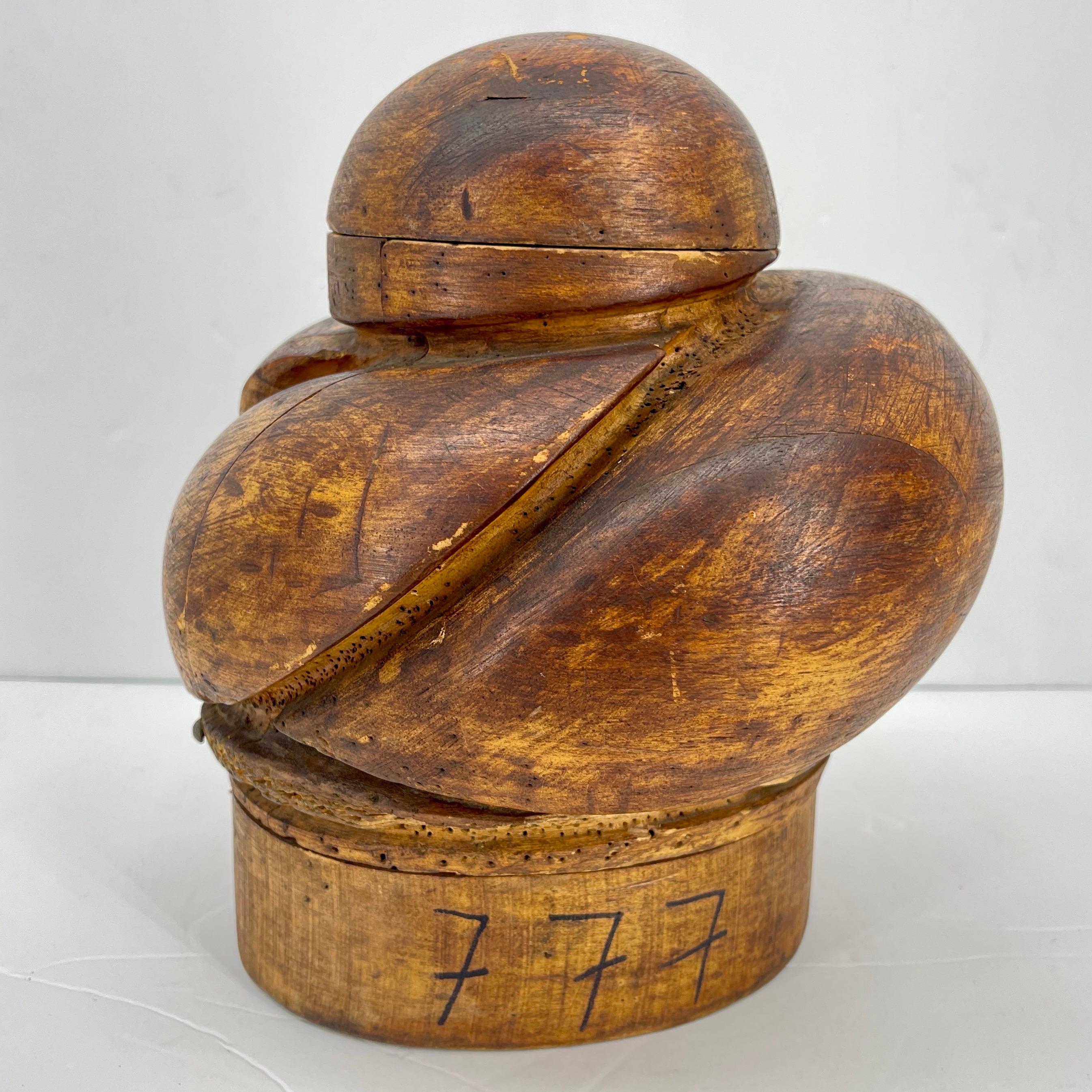French Wooden Milliner Hat Turban Form, circa 1910's 9