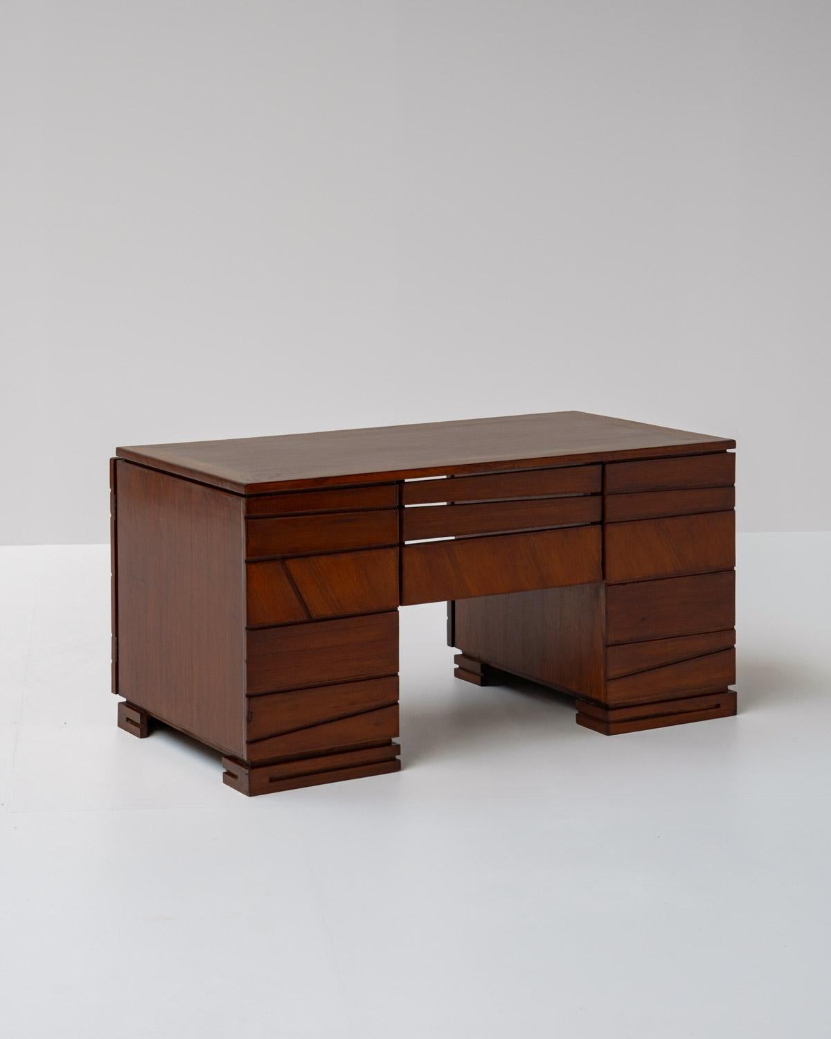 French Wooden Modernist Desk, France 1970s For Sale 5