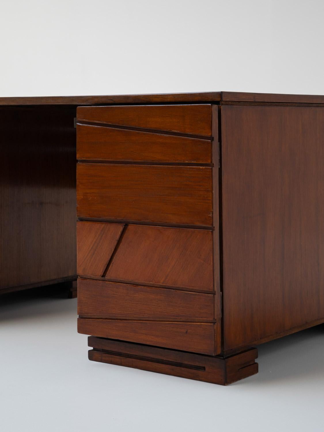 Late 20th Century French Wooden Modernist Desk, France 1970s