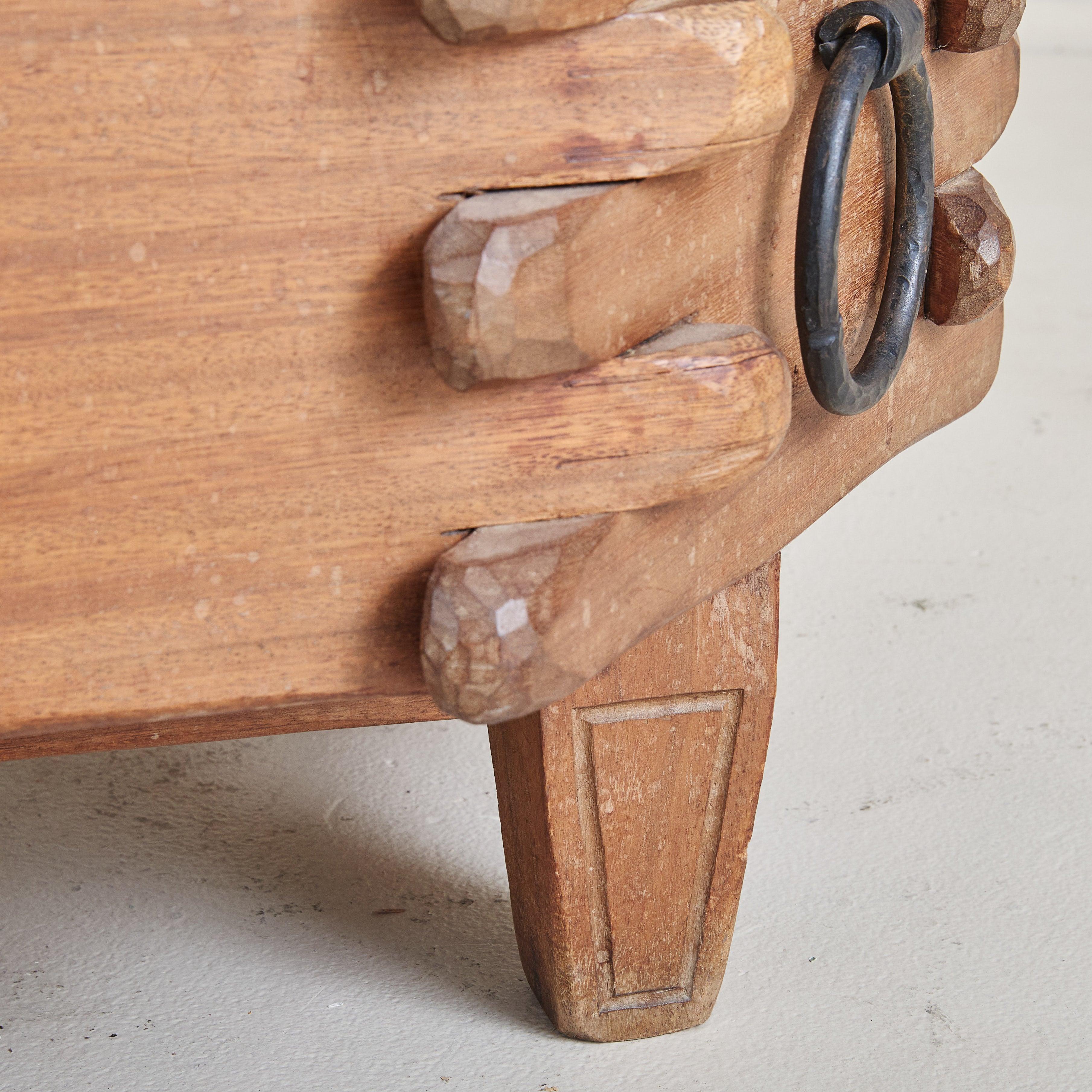 French Wooden Planter with Iron Handles in the Style of Guillerme et Chambron in vendita 4