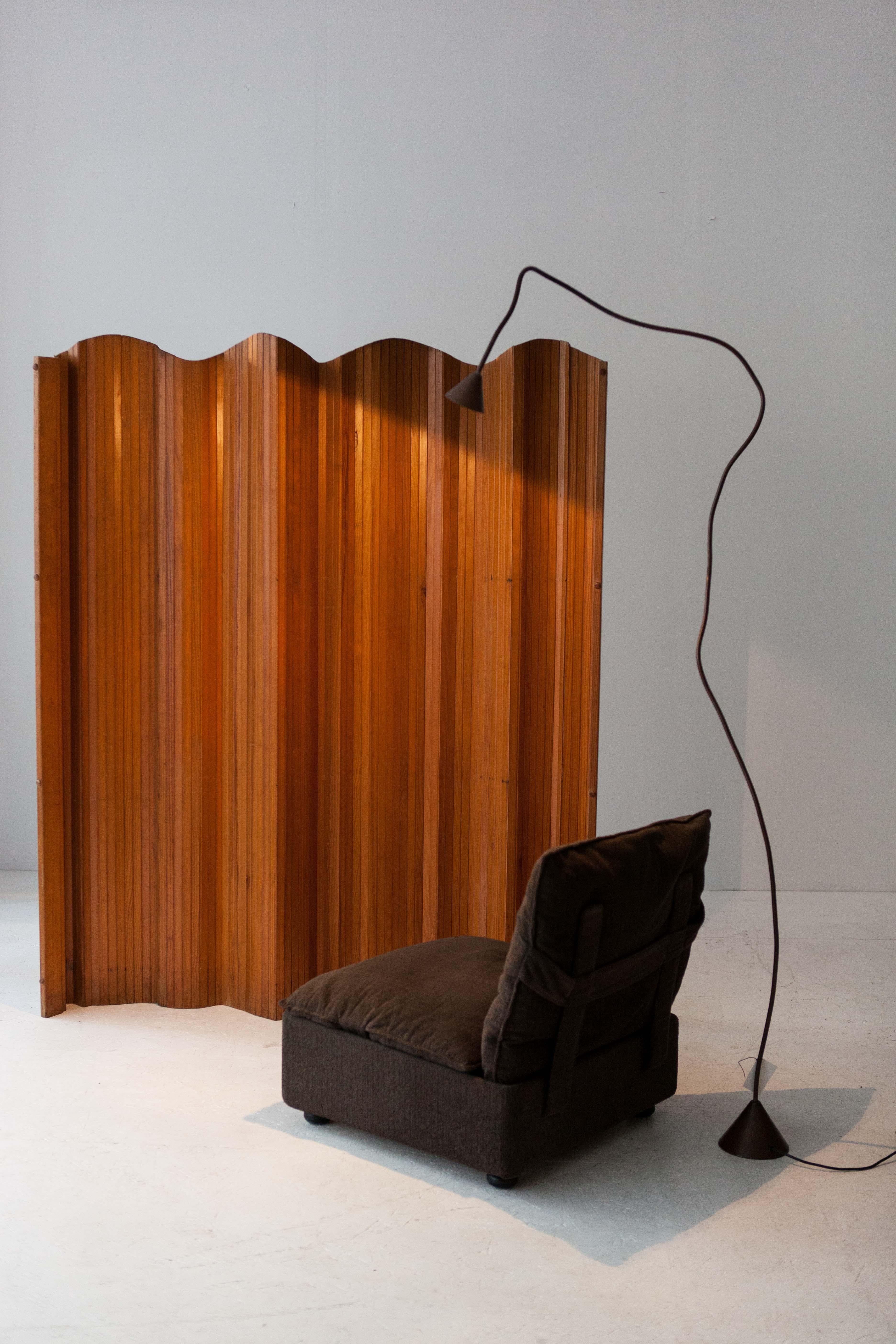 Mid-20th Century French wooden room divider, Tambour Screen by Jomain Baumann, 1950s For Sale