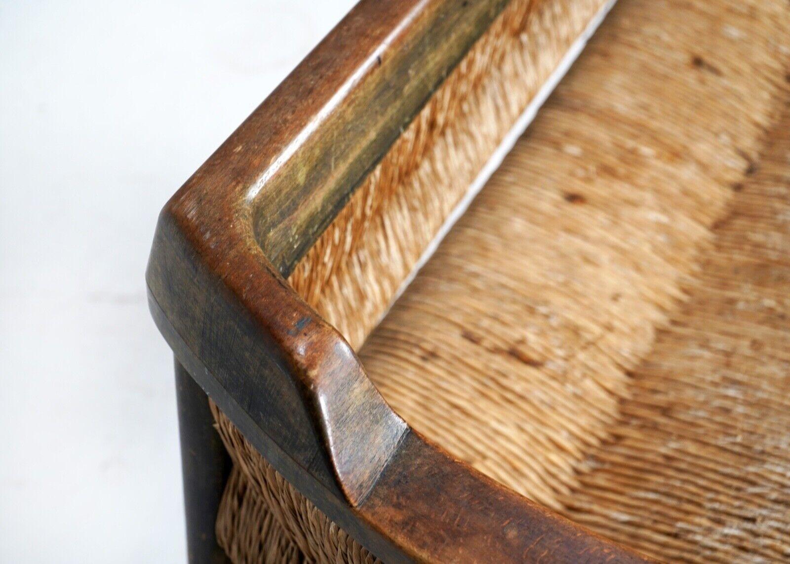 French Wooden Rush Seat Bobbin 3 Seater Bench 8