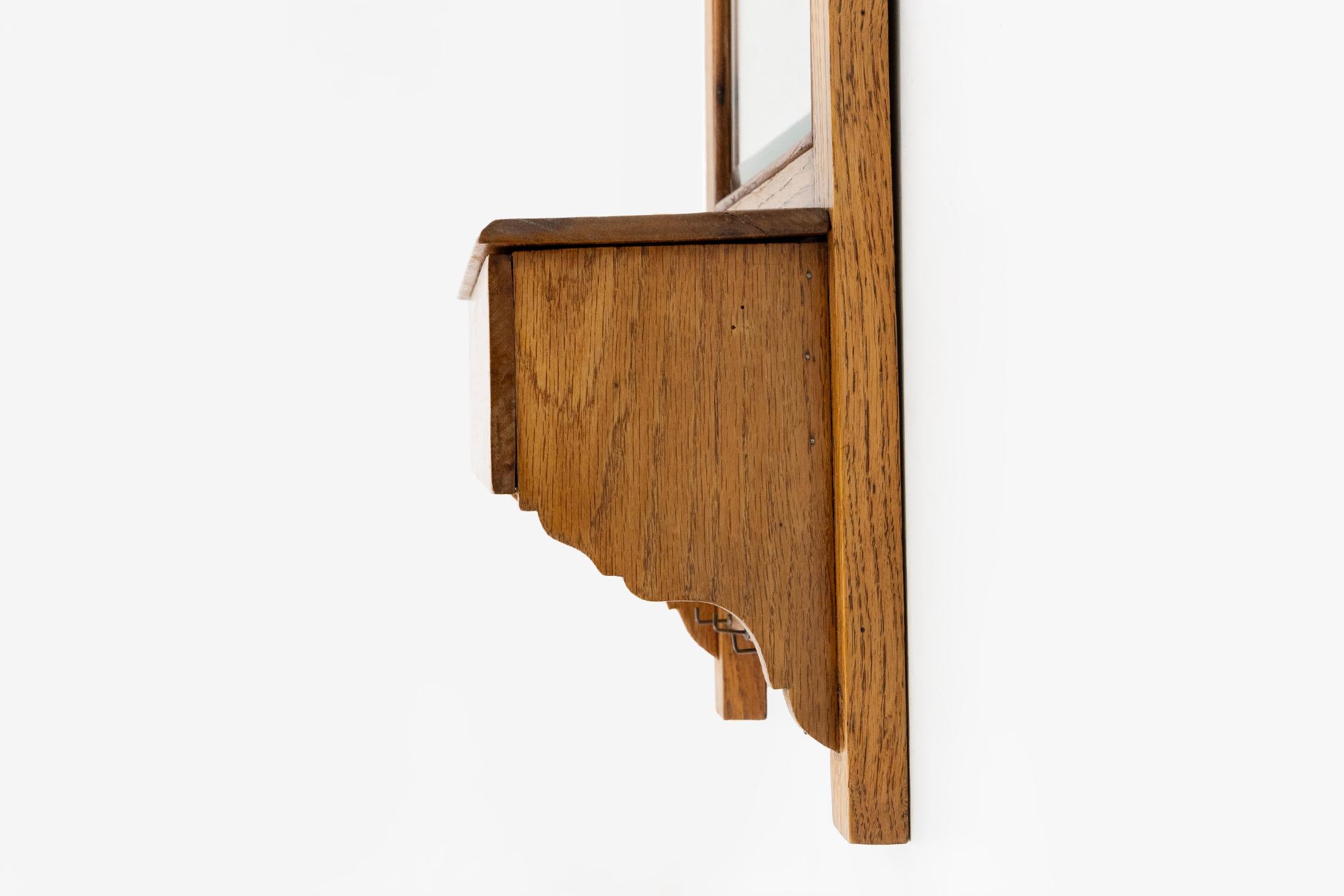 French wooden shaving cabinet with mirror, ca. 1900 For Sale 3