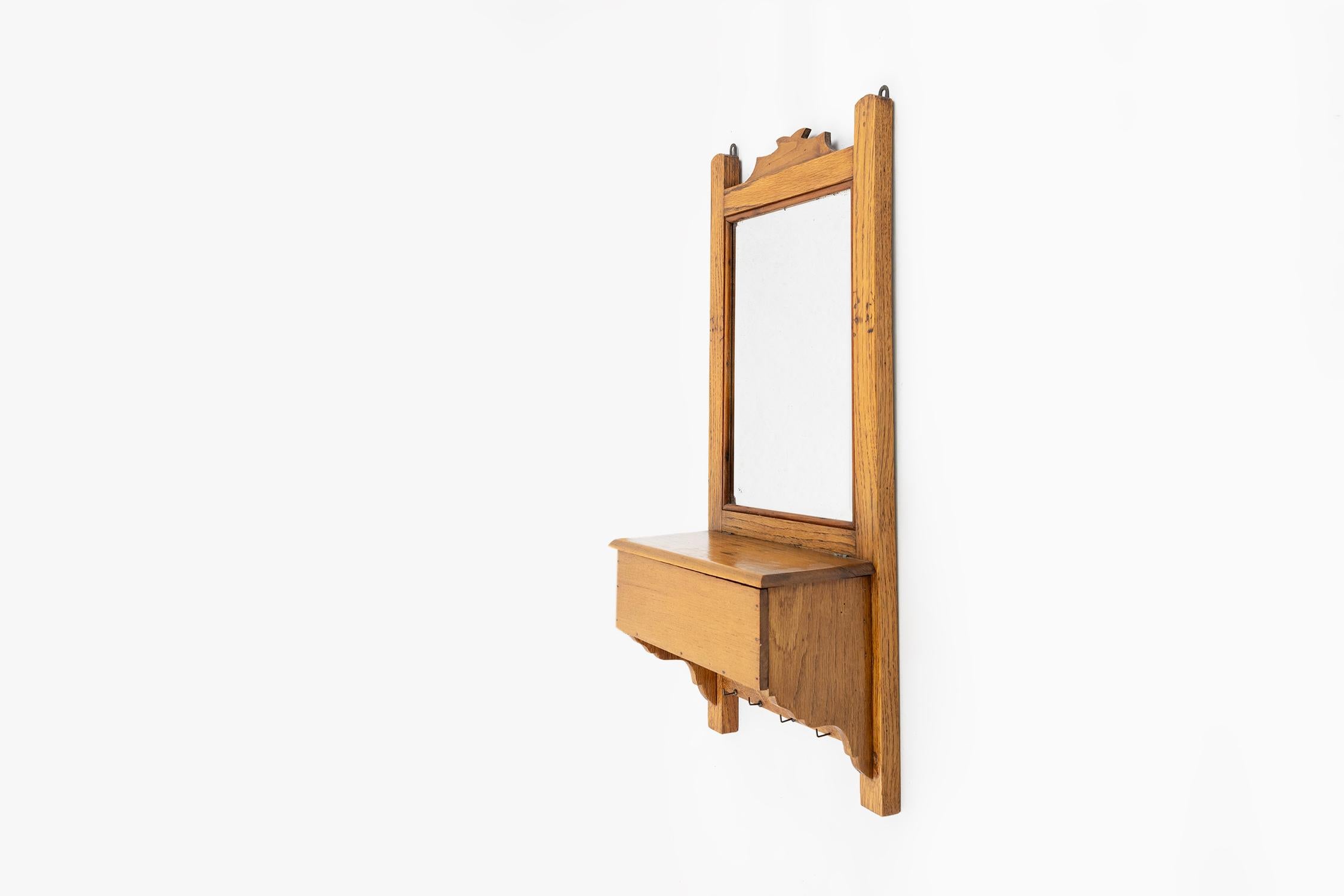 Mid-Century Modern French wooden shaving cabinet with mirror, ca. 1900 For Sale