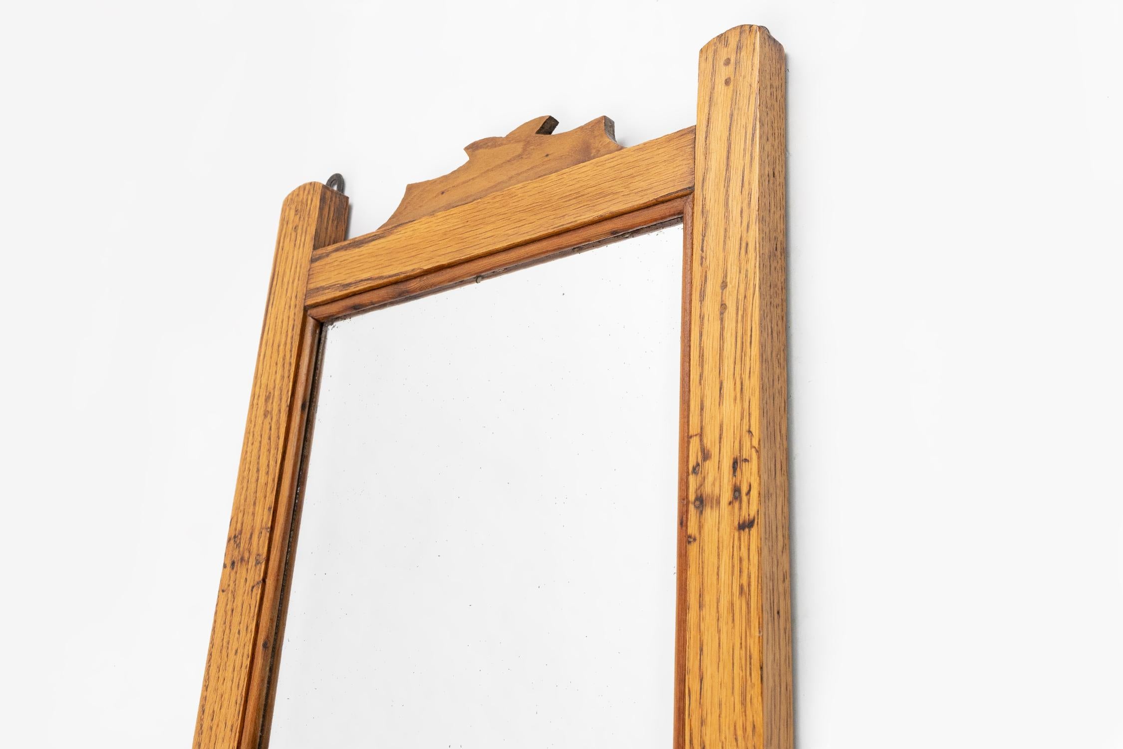 Hand-Carved French wooden shaving cabinet with mirror, ca. 1900 For Sale
