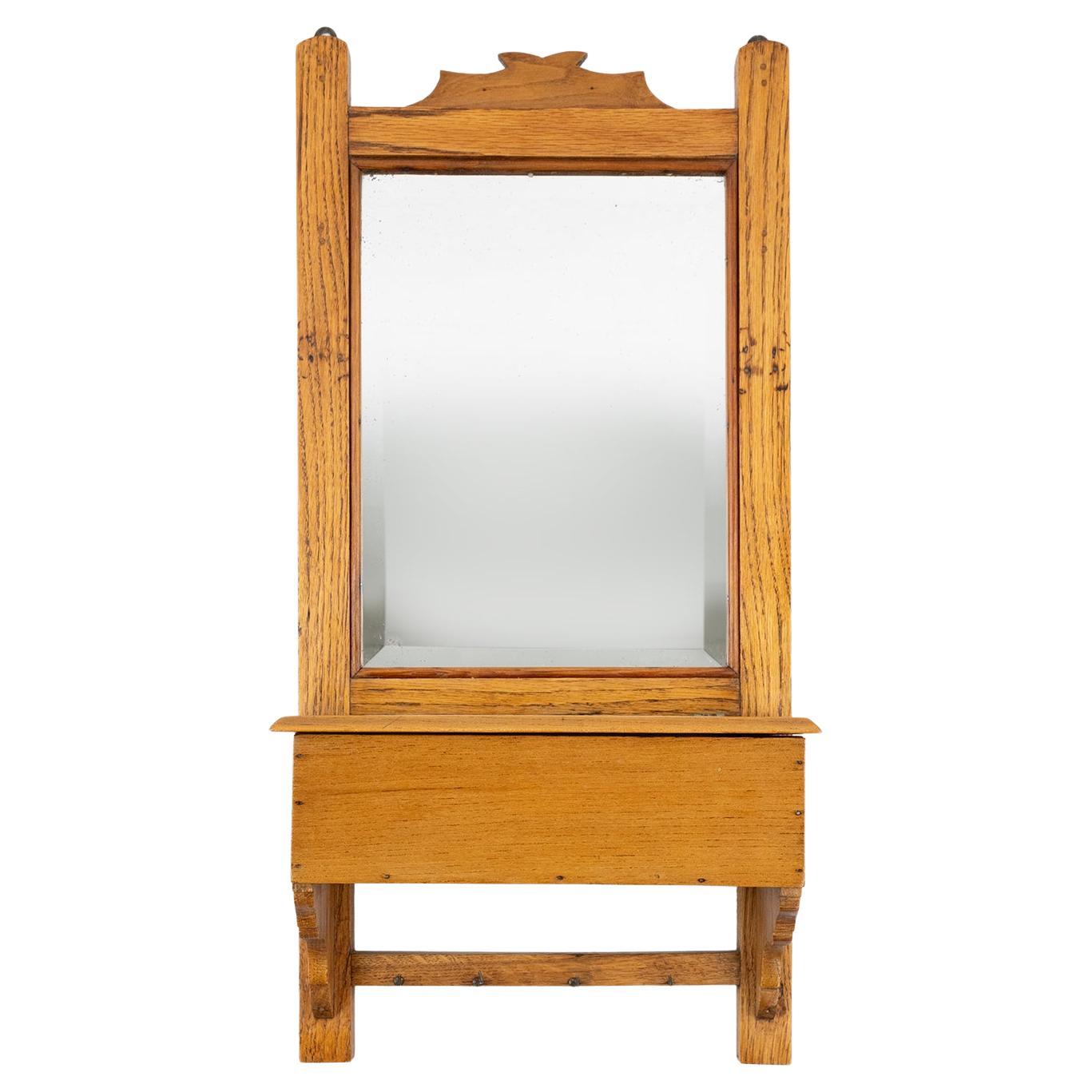 French wooden shaving cabinet with mirror, ca. 1900