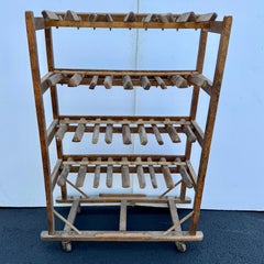 French Wooden Shoe Rack Cart on Wheels, 1920’s