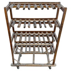 Antique French Wooden Shoe Rack Cart on Wheels, 1920’s