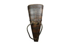 French Wooden Grape Harvest Basket/Hotte, with Iron Strapping, Leather