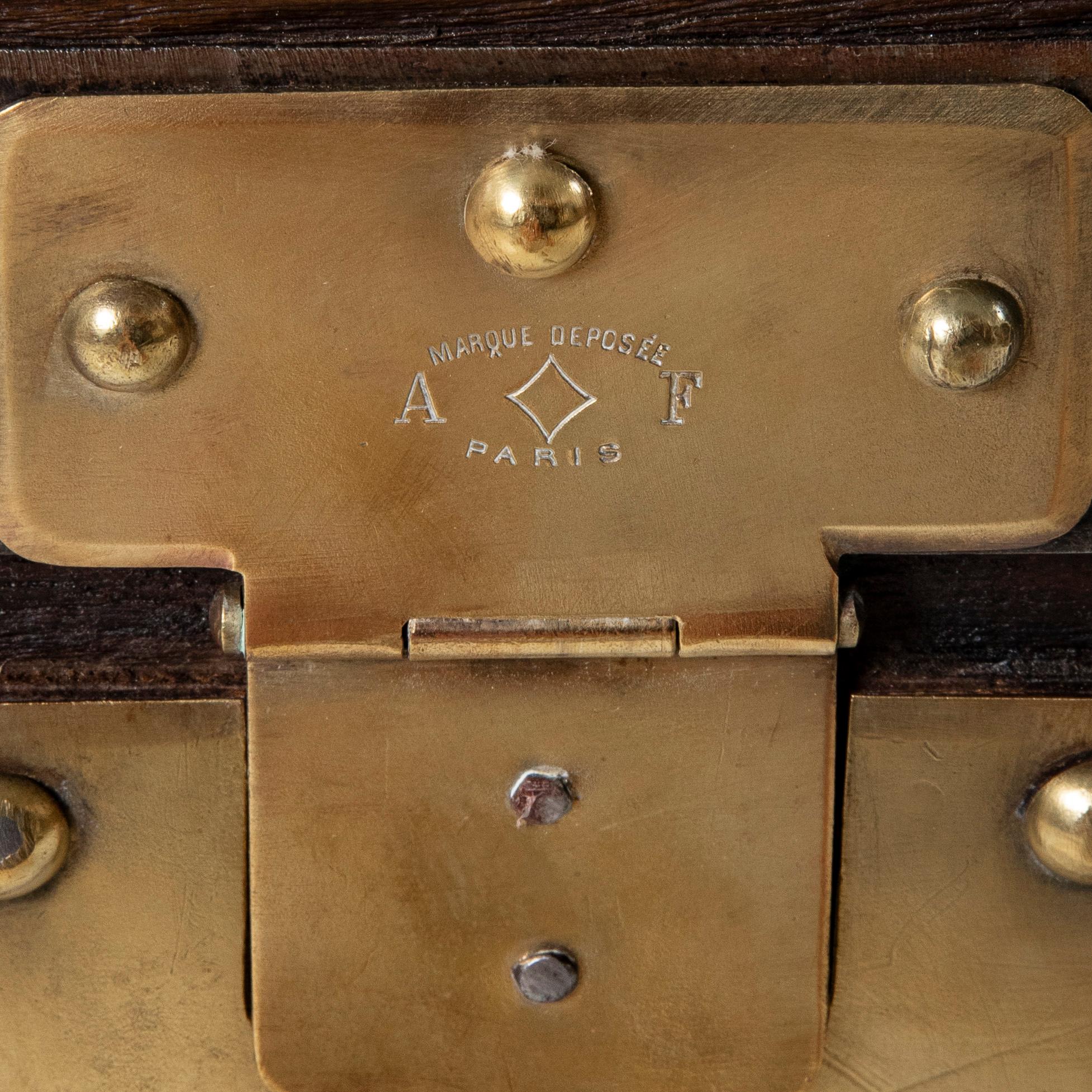 French Wooden Steam Trunk with Runners, Brass, Iron, Leather Details, circa 1880 For Sale 6
