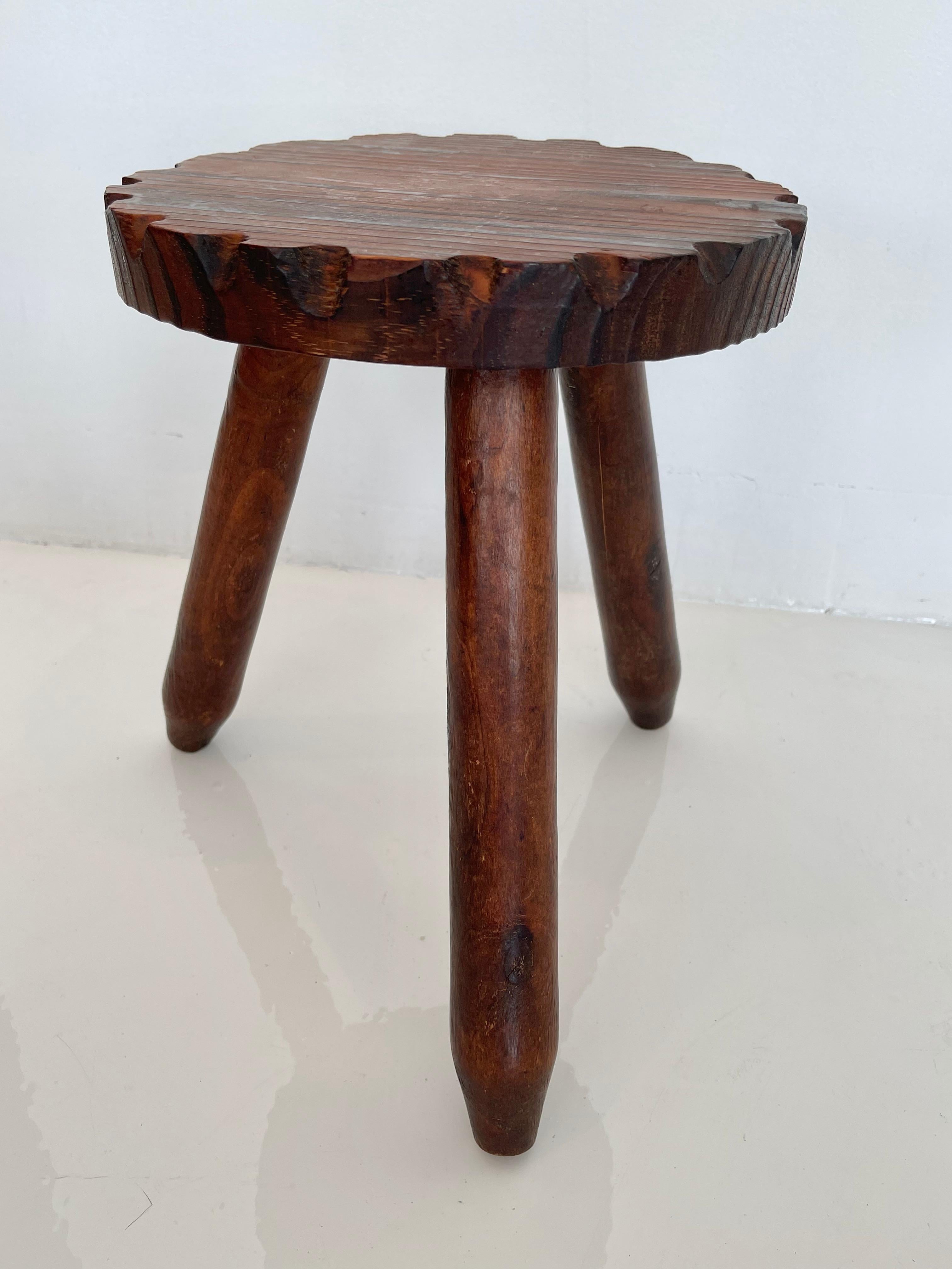 French Wooden Tripod Stool In Good Condition In Los Angeles, CA