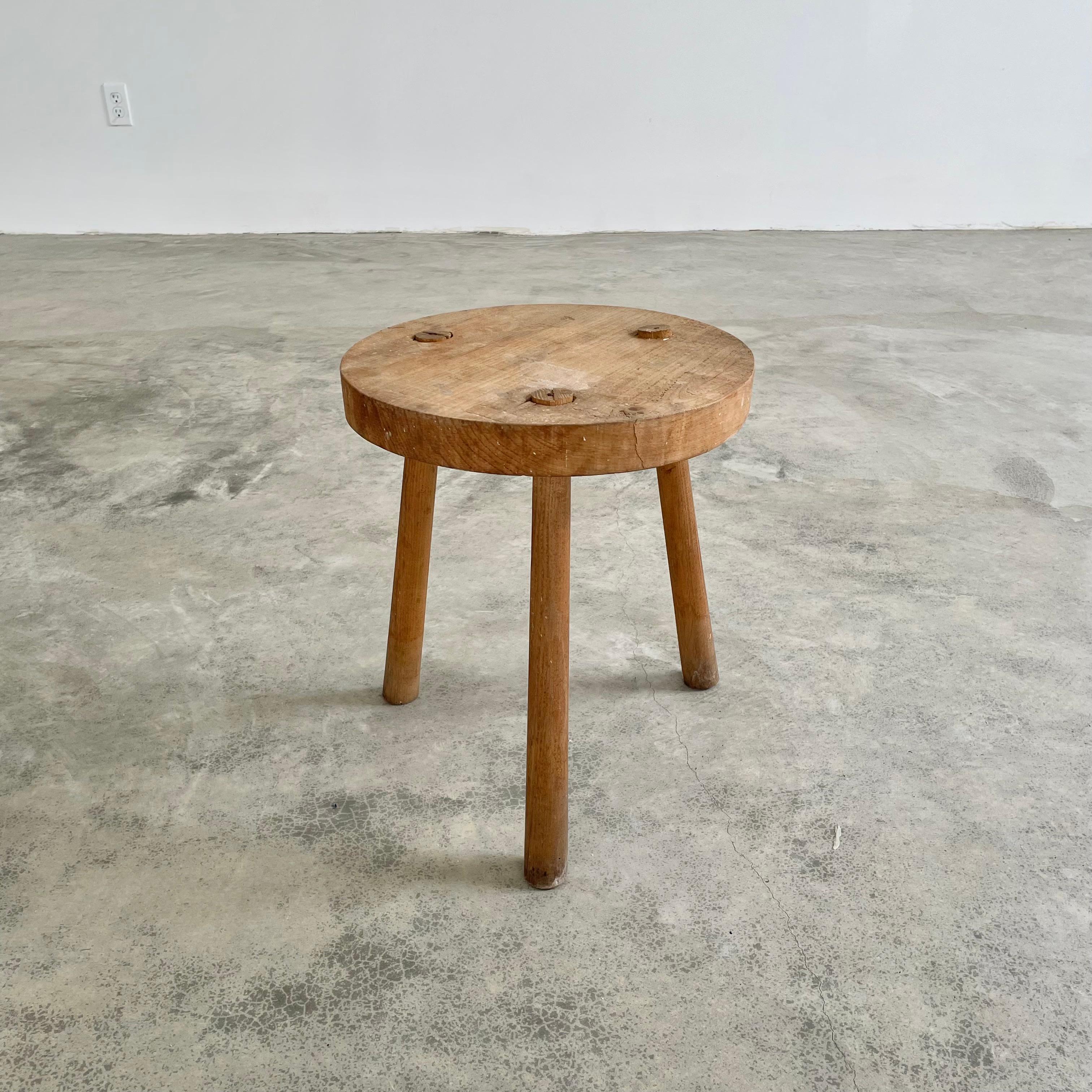 French Wooden Tripod Stool In Good Condition In Los Angeles, CA
