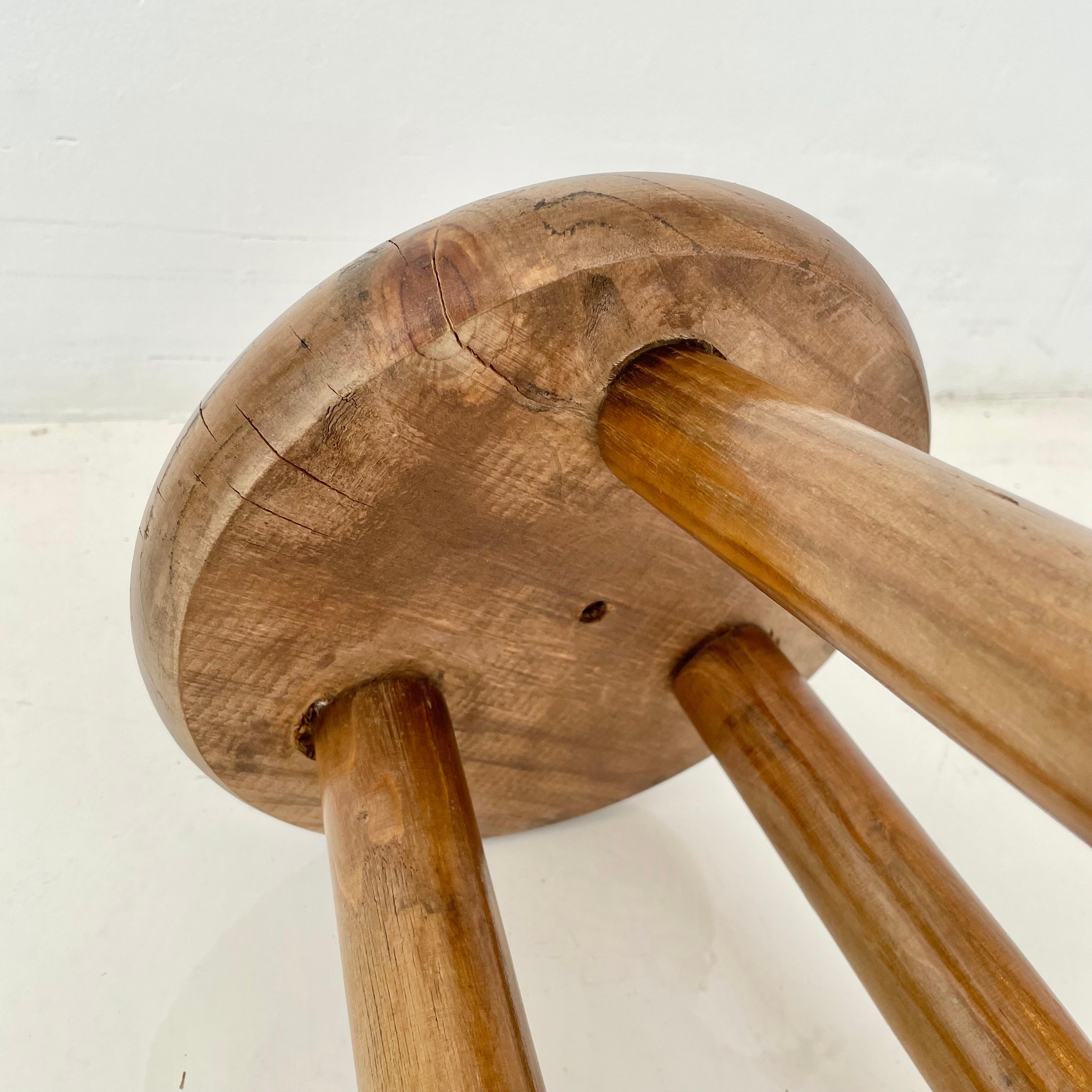French Wooden Tripod Stool For Sale 1