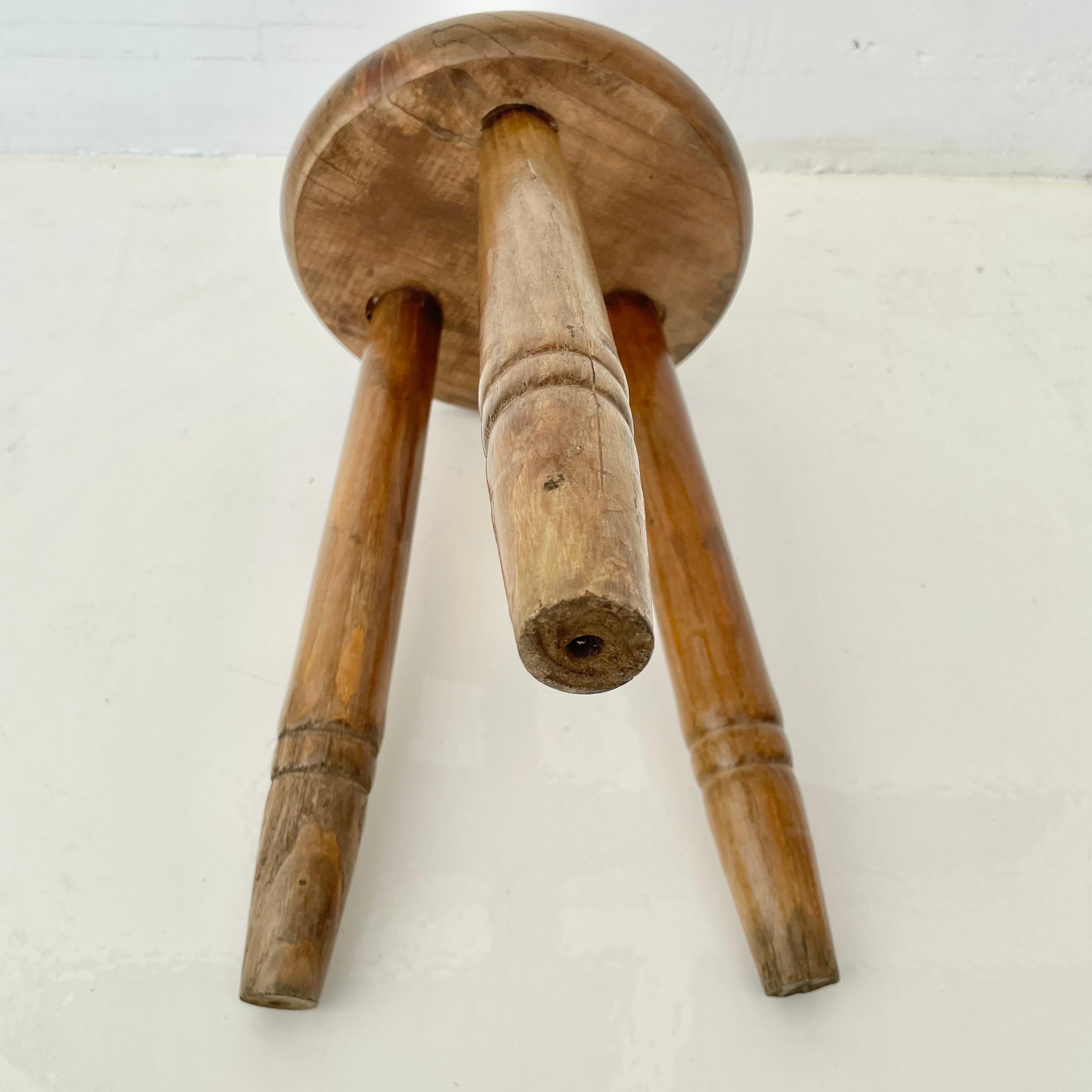 French Wooden Tripod Stool For Sale 2