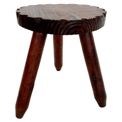 Vintage French Wooden Tripod Stool