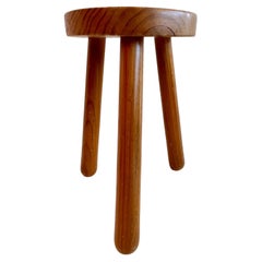French Wooden Tripod Stool in the Style of Charlotte Perriand
