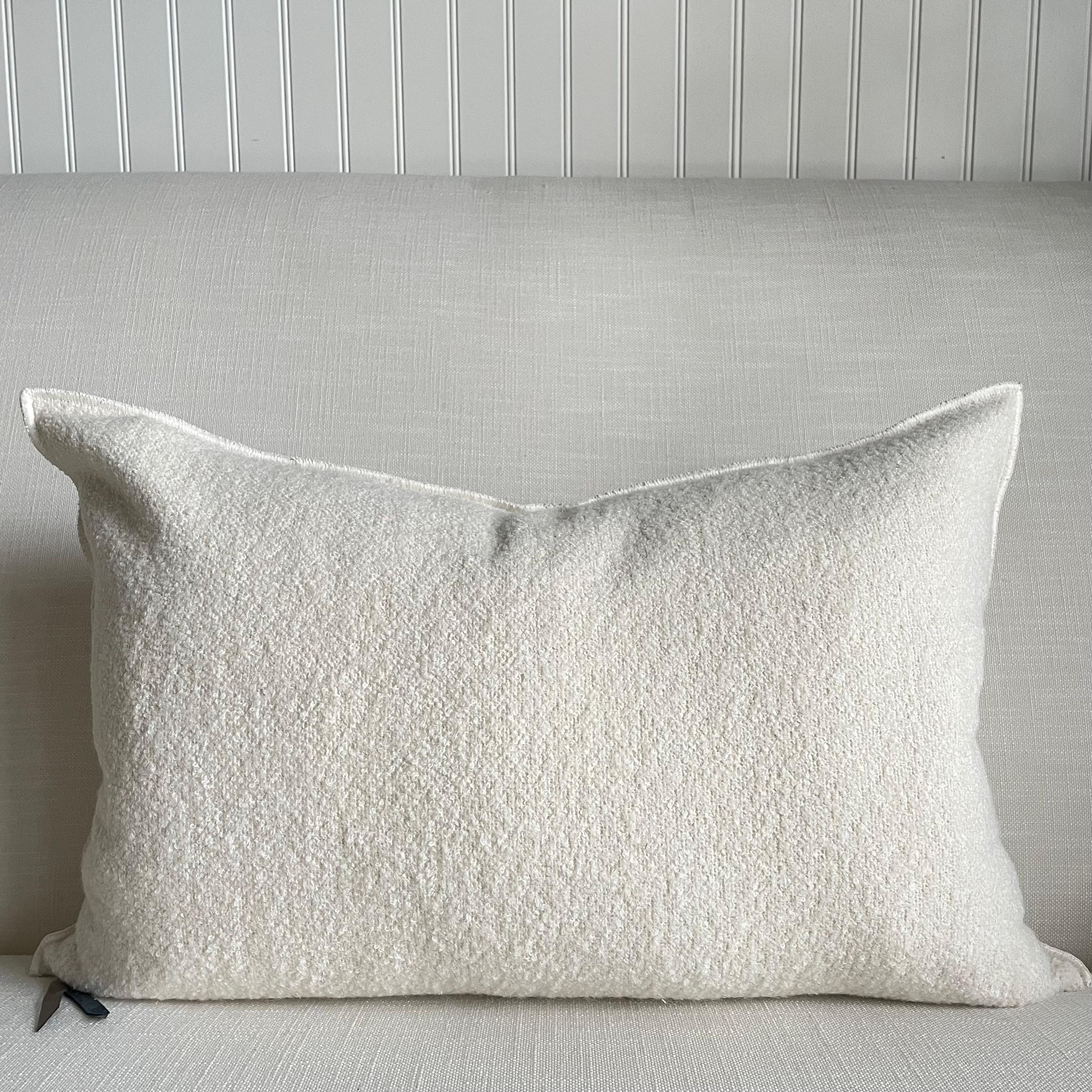 Contemporary French Wool Bouclette Lumbar Pillow with Down Insert