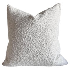 French Wooly Boucle and Linen Accent Pillow Blanc