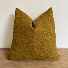 French Wooly Boucle and Linen Accent Pillow Ocre