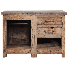 French Work Table, circa 1860, Industrial Counter