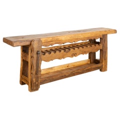 Vintage French Work Table Wine Rack Console, circa 1900's