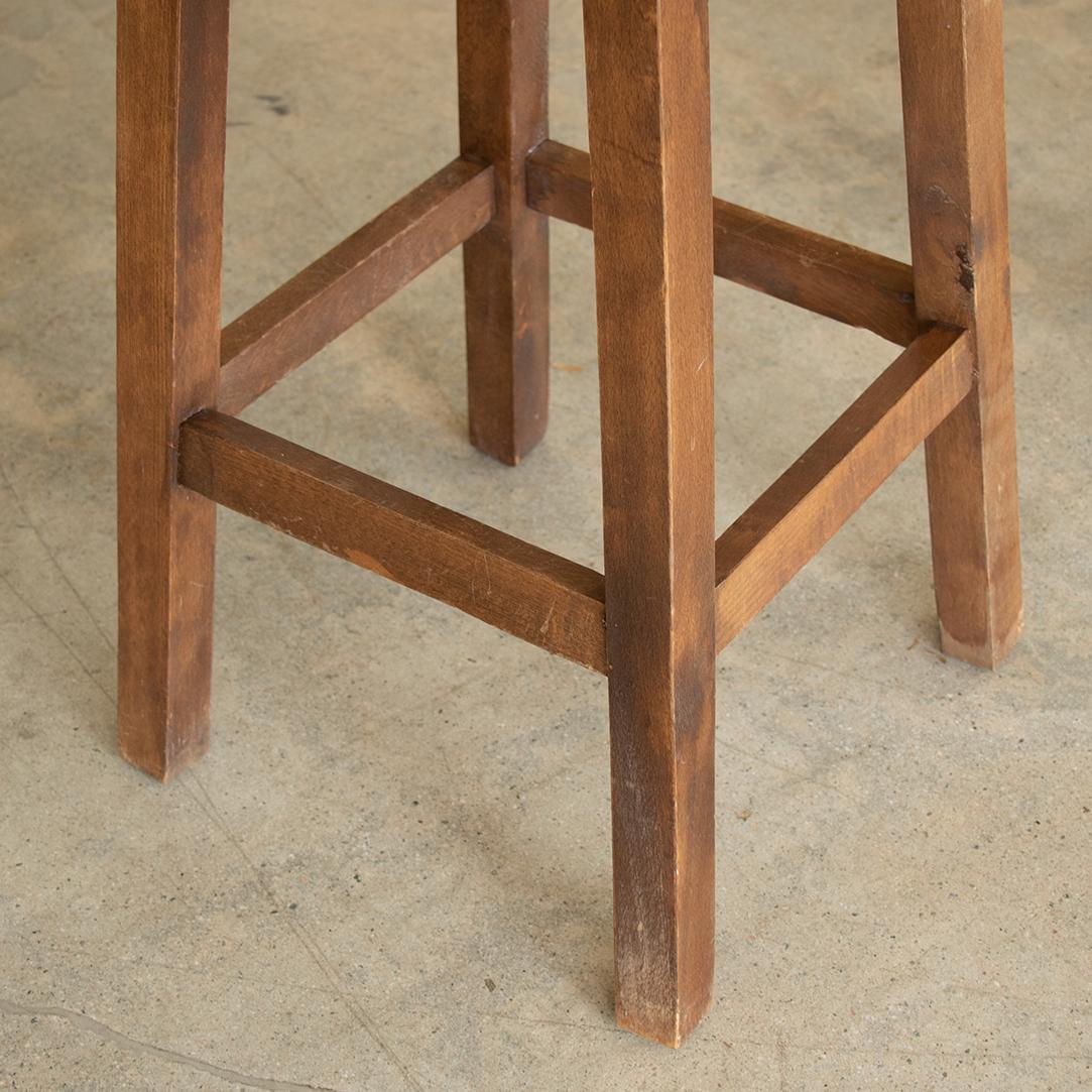 Rush French Woven and Wood Bar Stools For Sale