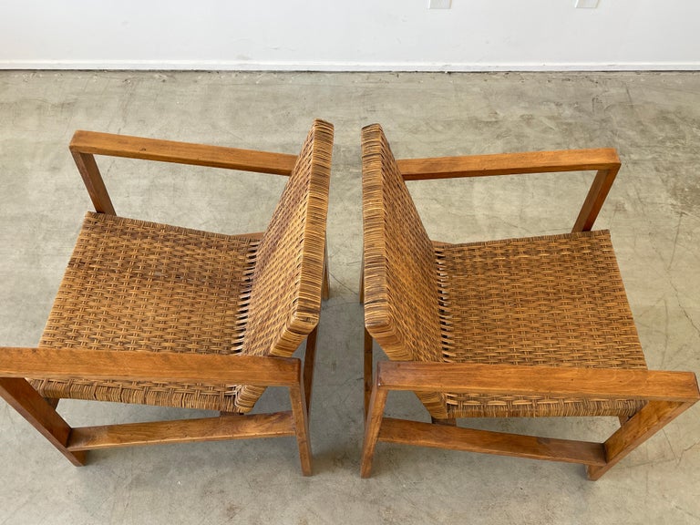 Mid-20th Century French Woven Armchairs For Sale