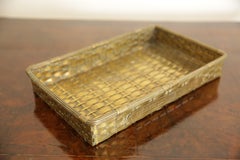 French Woven Brass Cigarette Presentation Tray, “Laurens”, early 20th century