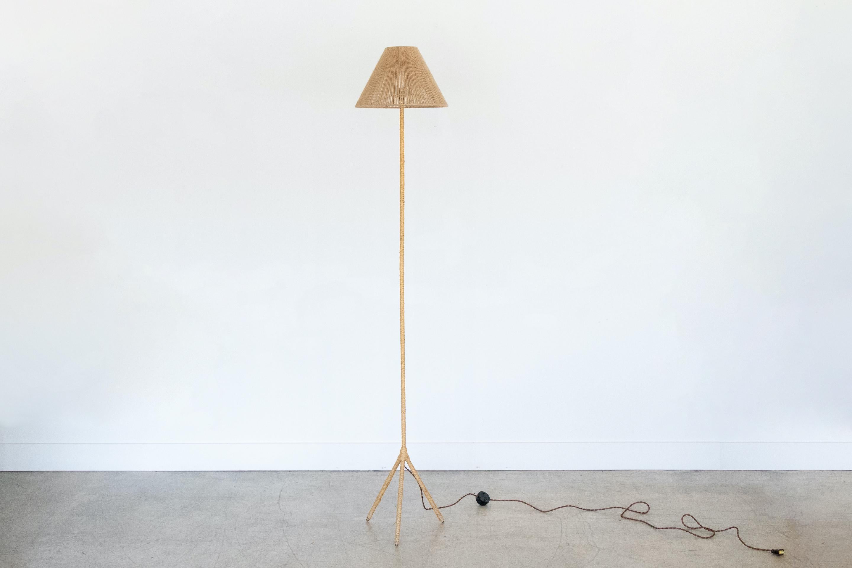 French Woven Floor Lamp with Rope Shade 2