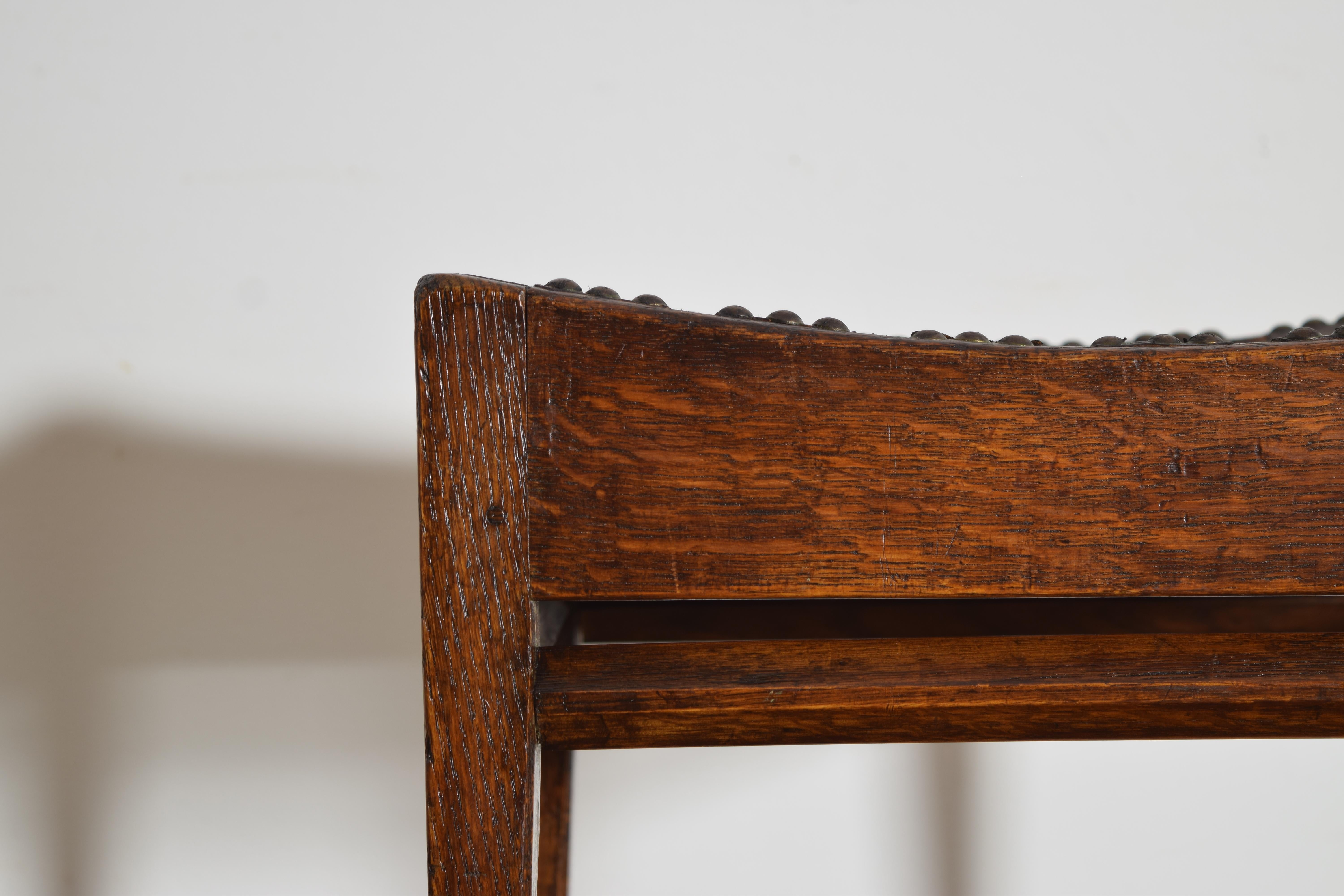 French Woven Leather and Oak Bench, mid 20th century For Sale 2