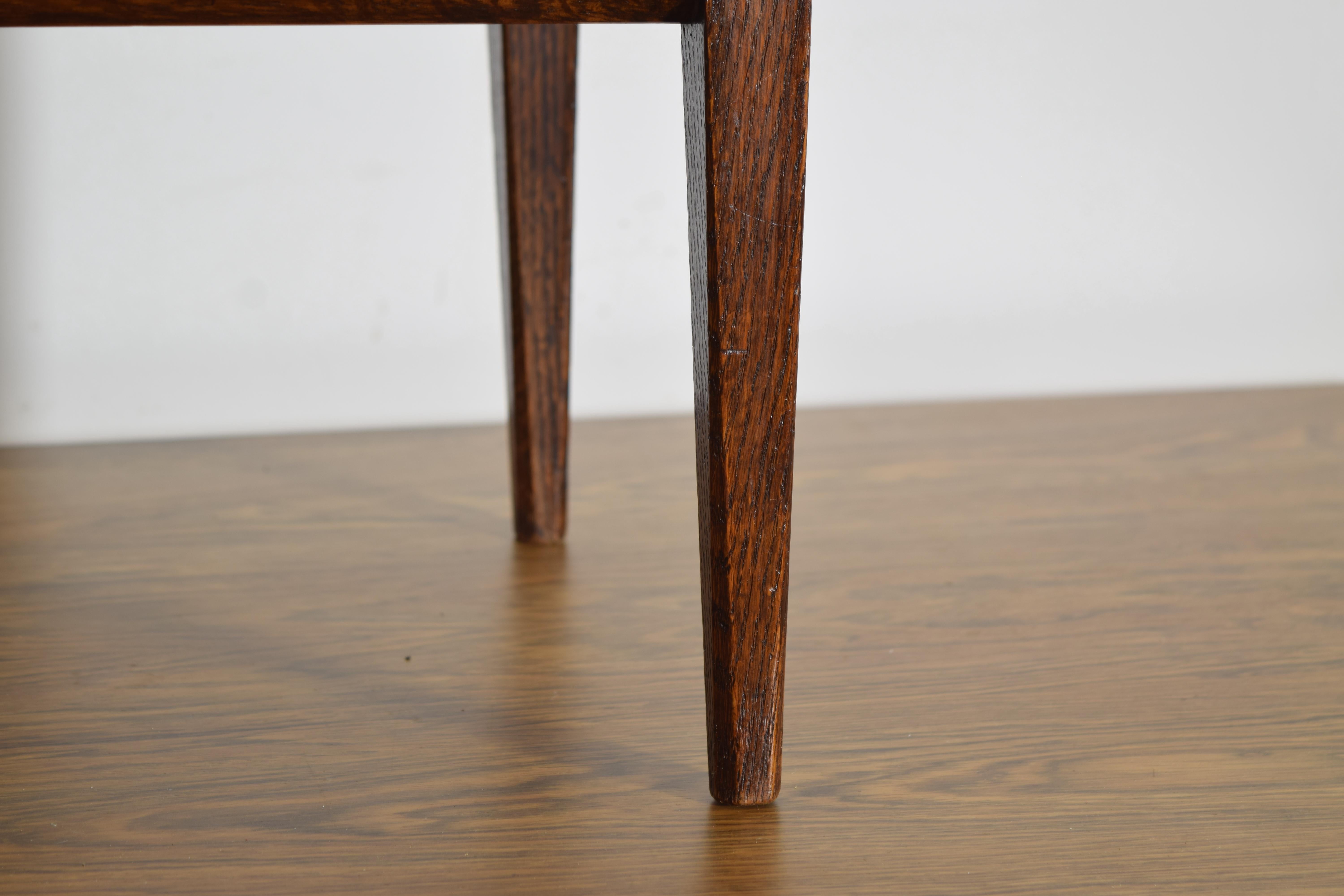 French Woven Leather and Oak Bench, mid 20th century For Sale 3