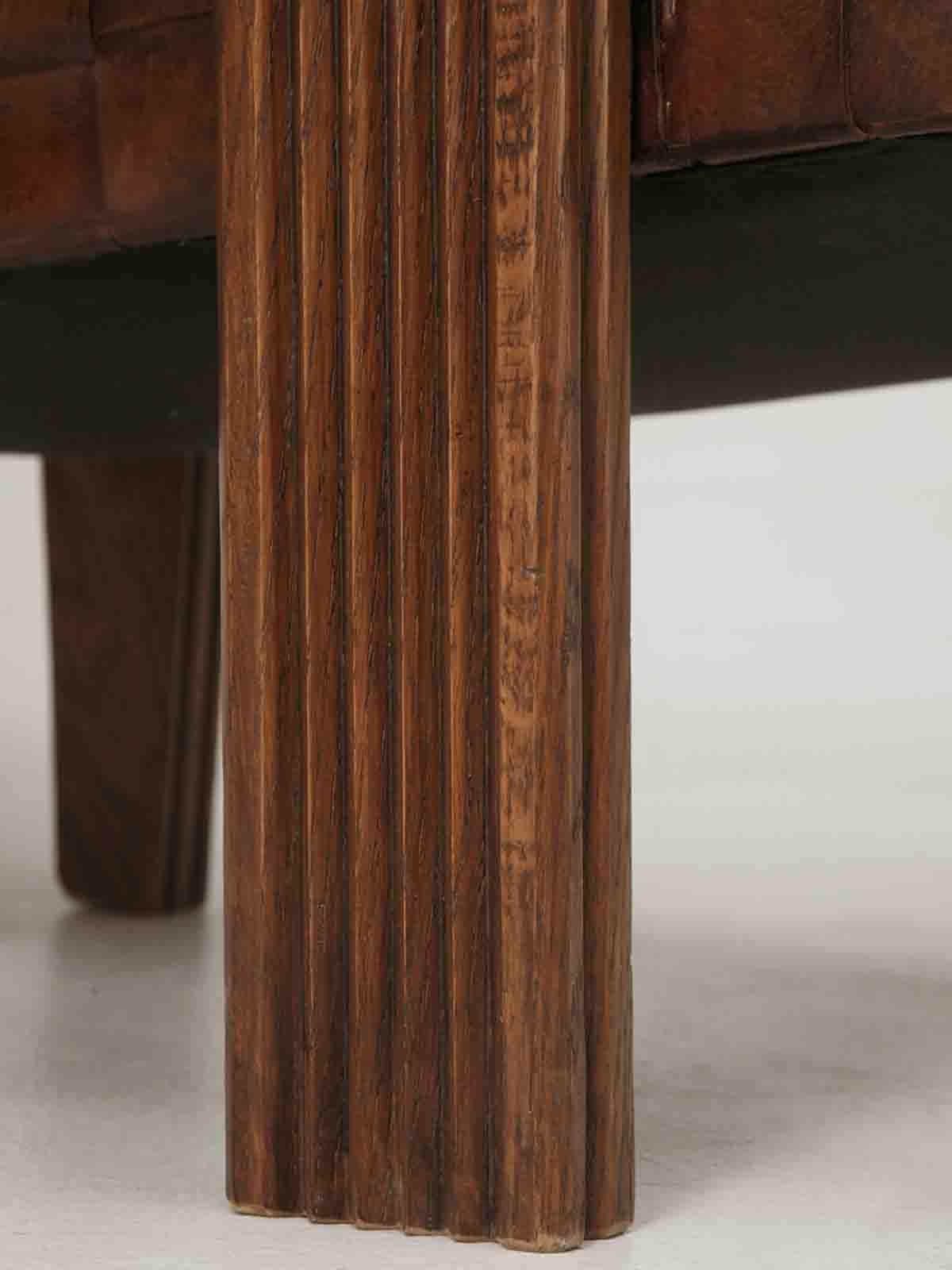 French Woven Leather Club Chairs with Matching Ottomans Available in any Color For Sale 5