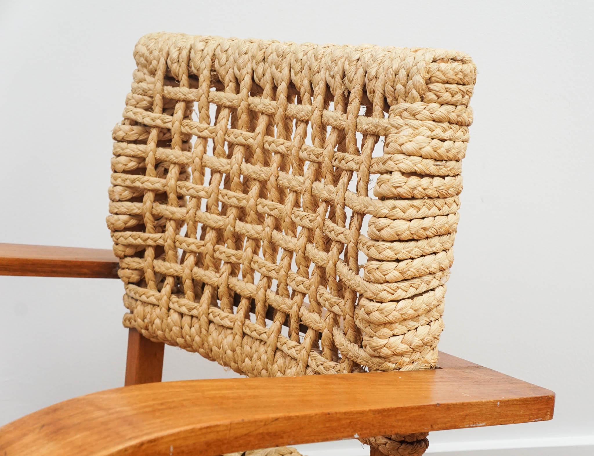 View of French Woven Lounge Chairs 1940's For Sale at 1stDibs