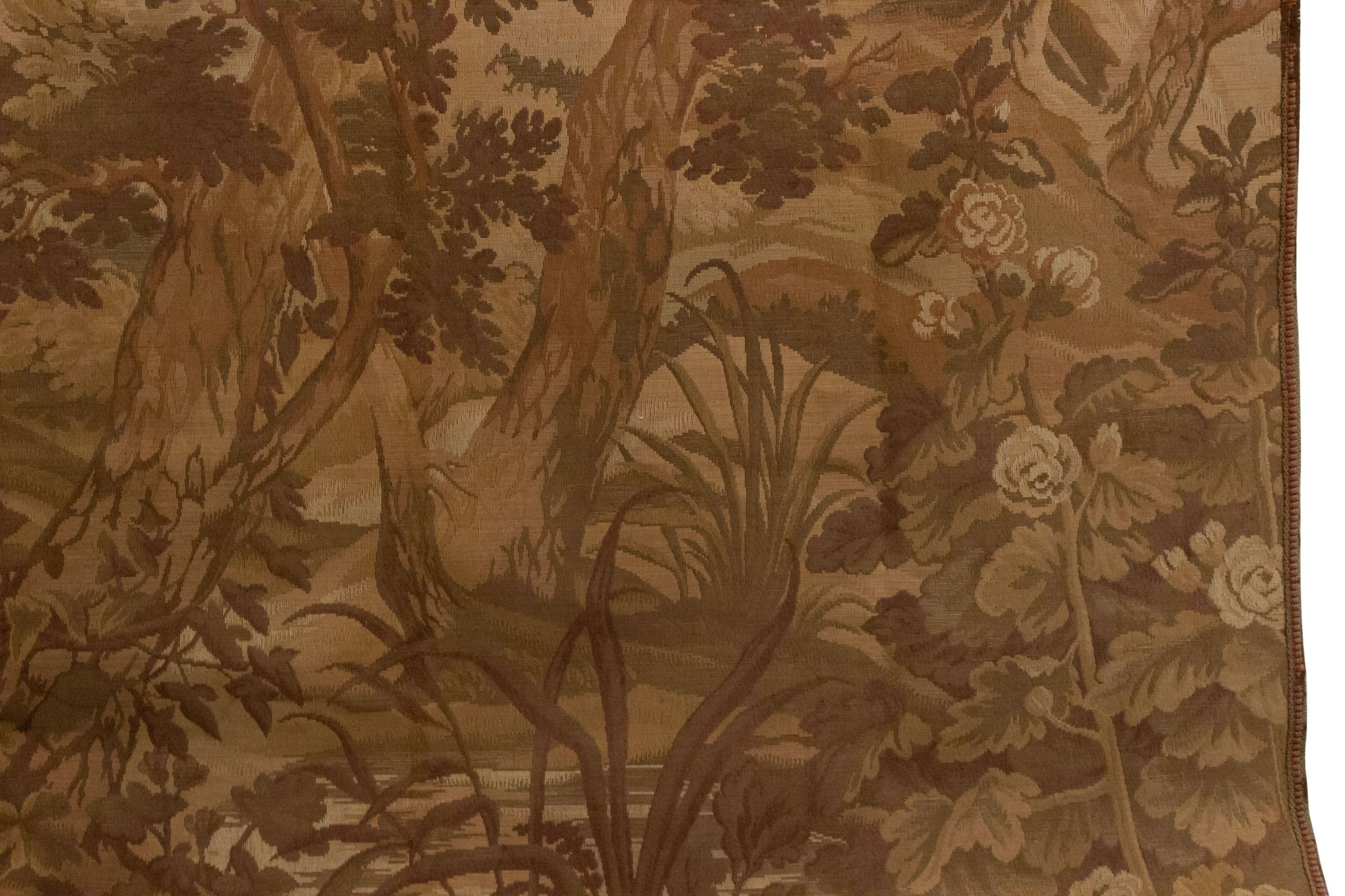 Französisch gewebt Sepia getönten Wandteppich einer Wald-Szene (Französische Provence) im Angebot