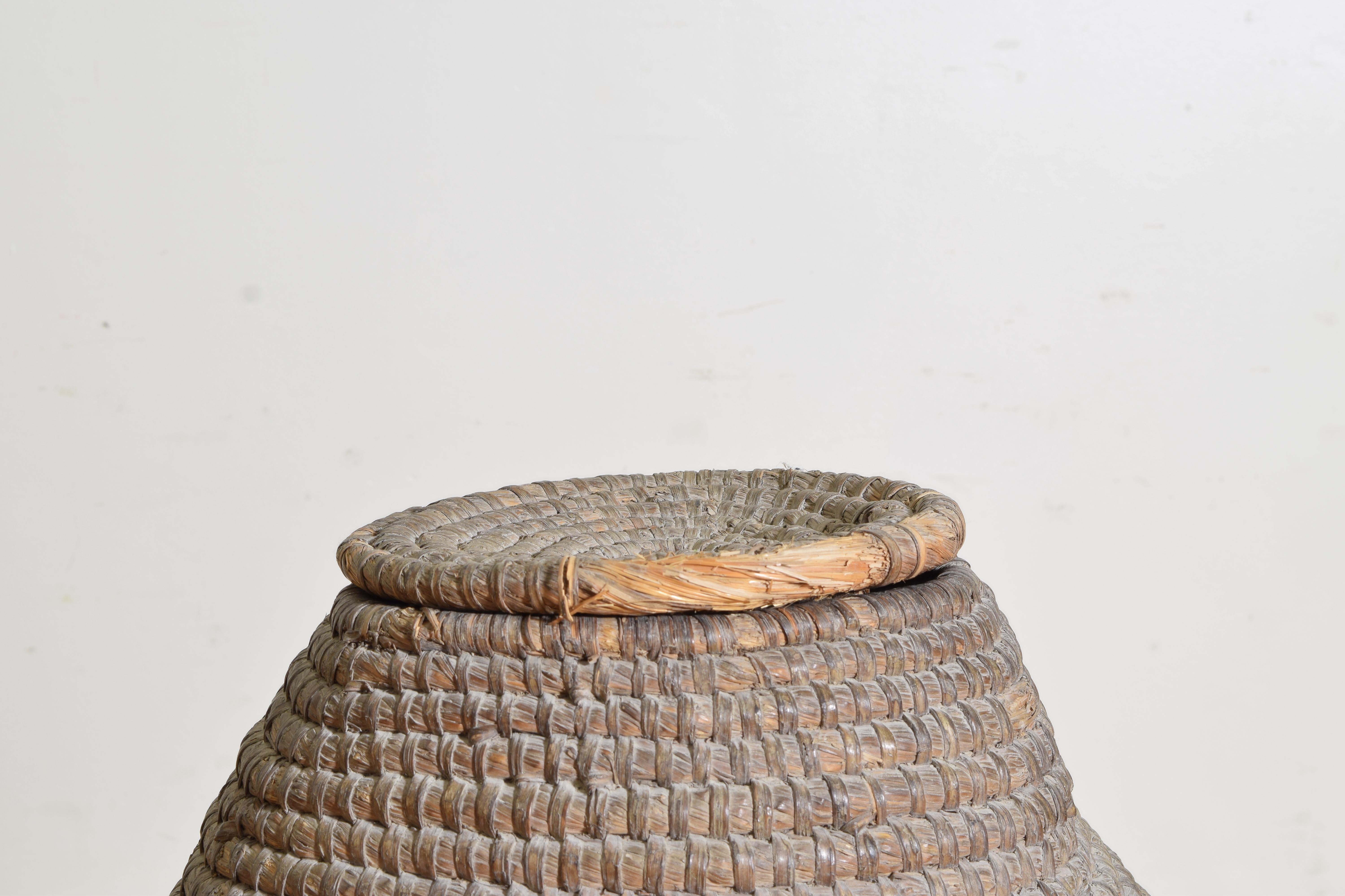French Woven Straw Basket and Cover, ca. 1880 1