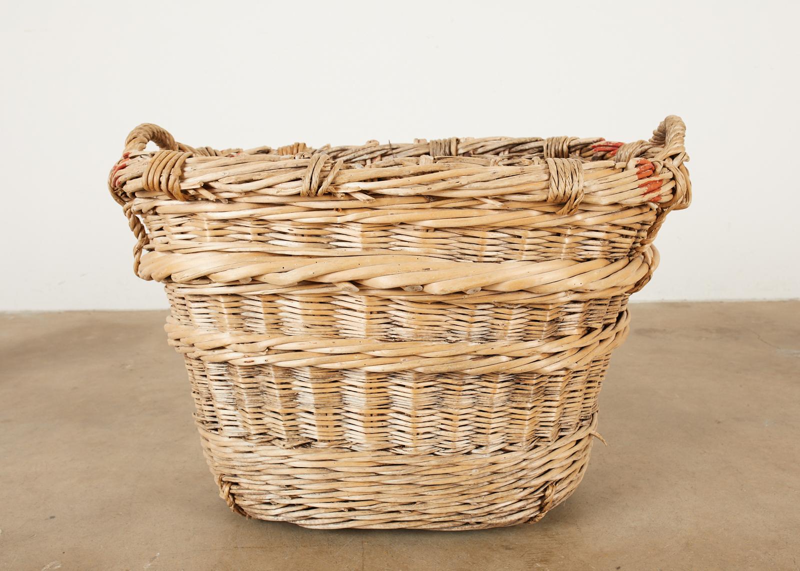 French Woven Wicker Champagne Grape Harvest Basket 5